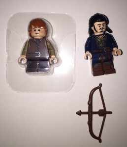 Target Hobbit DVD The Battle of Two Armies with Lego Brad the Bowman and Bain Minifigures out of bag