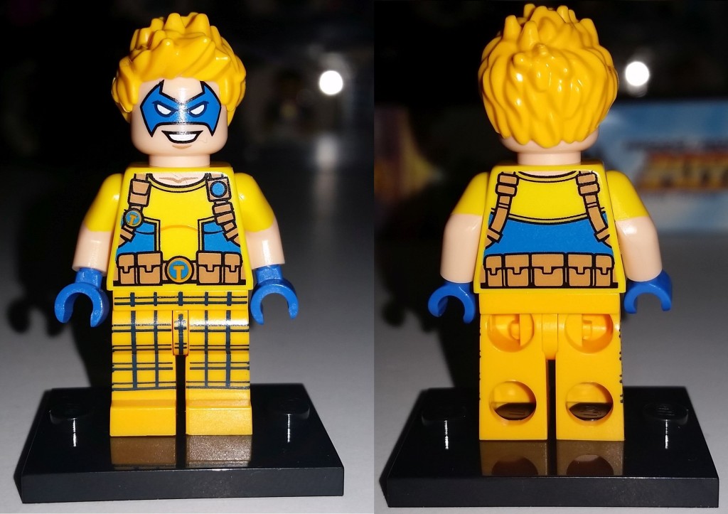 DC Comics Super Heroes Justice League - Trickster Minifigure Exclusive on stand front