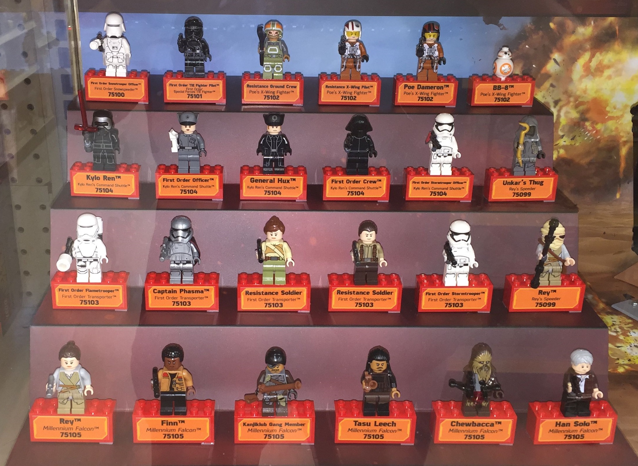 Lego Star Wars Minifigure Display in Toys R Us - Do you see the missing Figure? - Minifigure