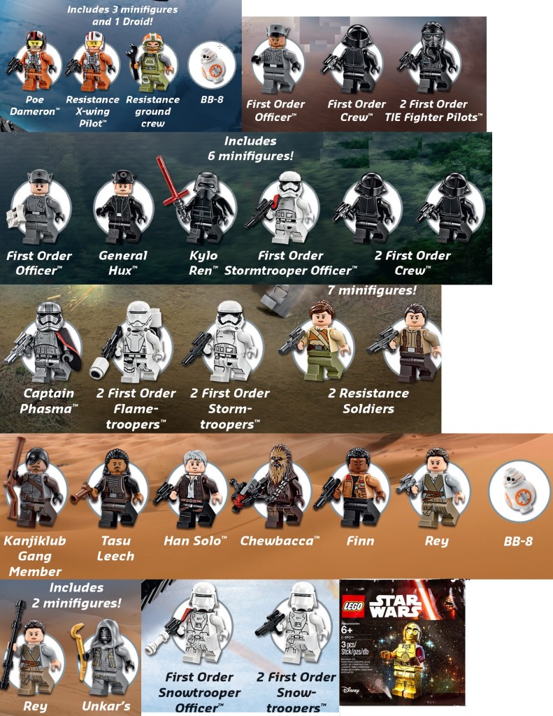 Lego Star Wars Force Awakens all of the Minifigures