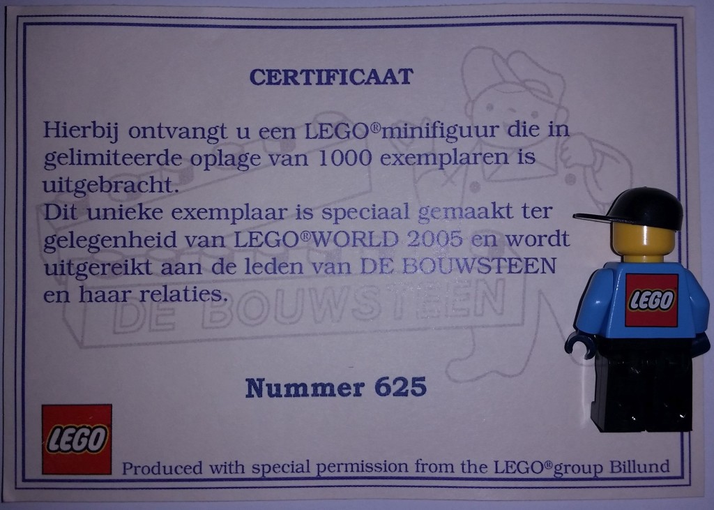 De Bouwsteen Legoworld 2005 Minifig from the Annual Lego World Show in 2005 Back