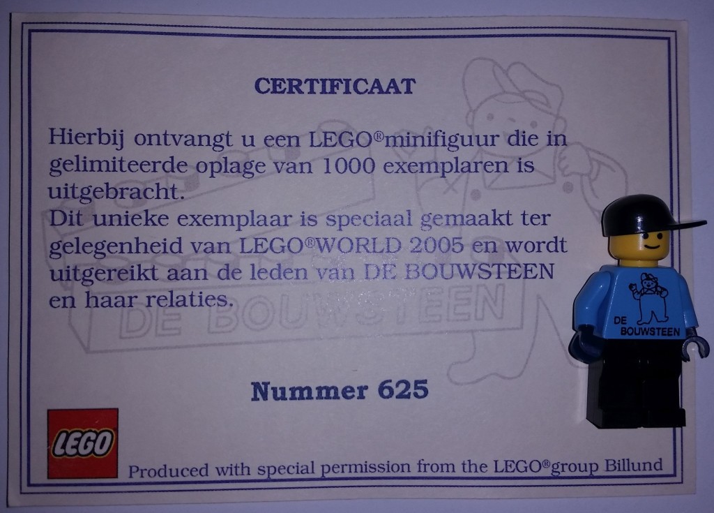 De Bouwsteen Legoworld 2005 Minifig from the Annual Lego World Show in 2005 Front (1)