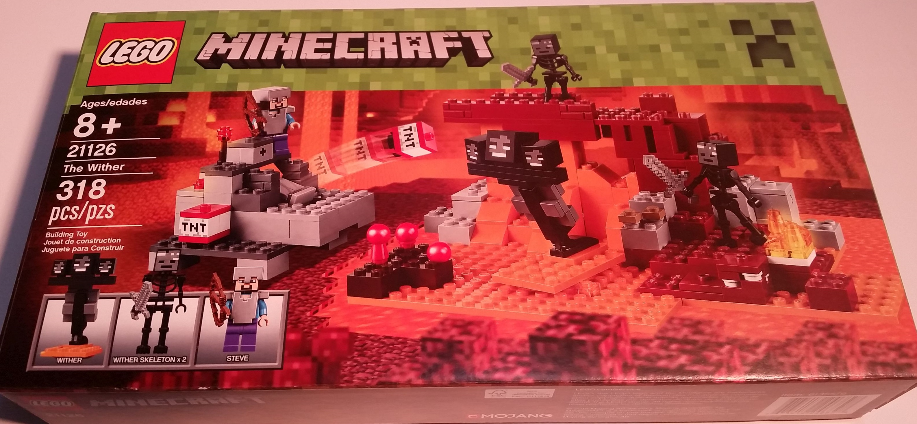 LEGO Minecraft 21126 The Wither Building Toy 2 Wither skeletons, and Steve.