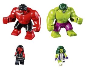 Lego Marvel Hulk and She Hulk vs Red Hulk and Red She Hulk - Copy