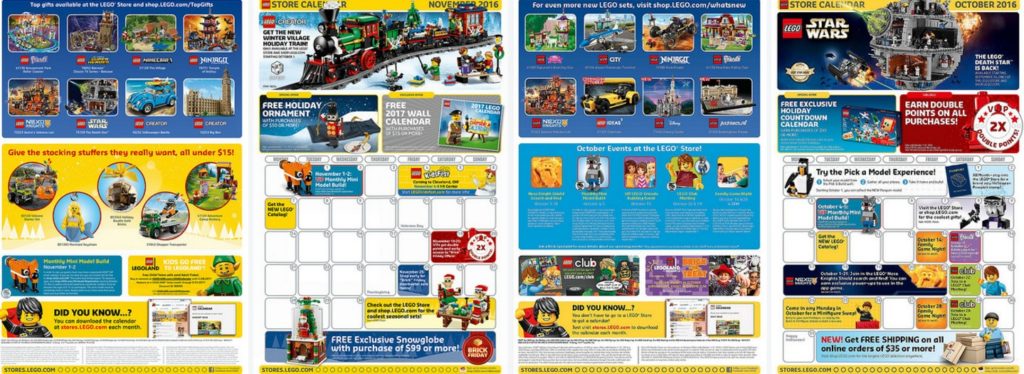 Lego Store Calendars November 2016