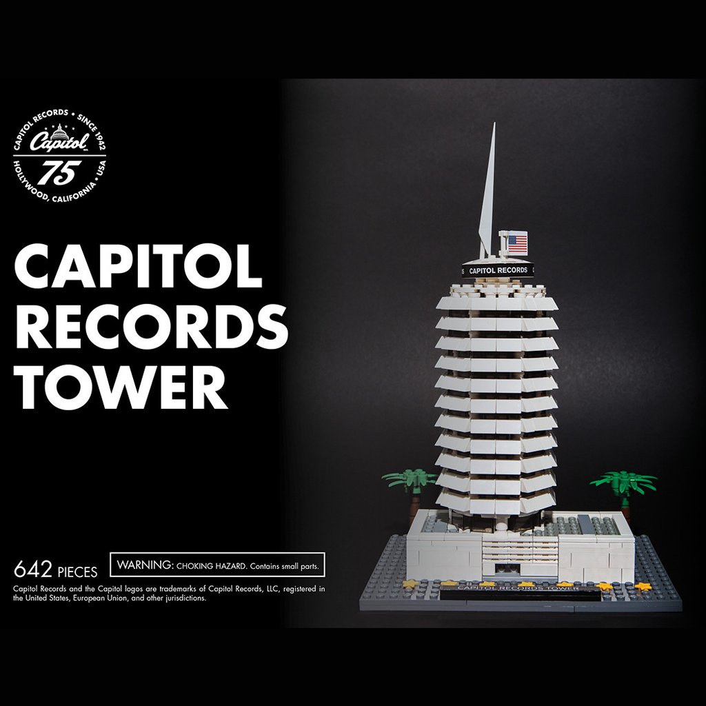 LEGO CAPITOL RECORDS TOWER BUILDING SET MADE BY ADAM WARD