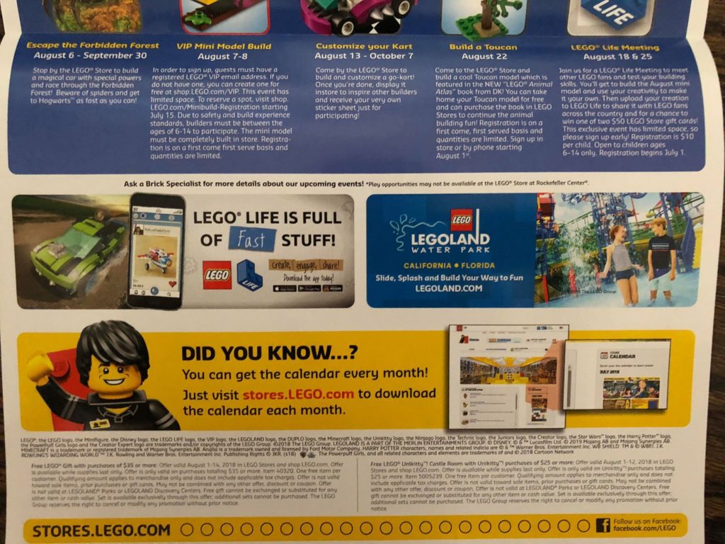Lego August 2018 Store Calendar Hi Resolution Pictures Minifigure