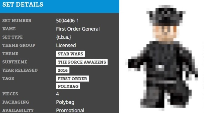 Lego Star Wars The Force Awakens 5004406 First Order General Polybag Discovered