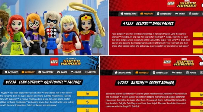 Lego DC Girls Super Heroes Sets for Summer 2017 41237 41238 41239 put up on the Marvel site